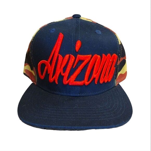 Top Level Blue Red Arizona Camo Mesh Trucker Snapback Hat - Picture 1 of 9